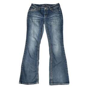 Ariya Jeans Decorative Embroidered Stitch Flare Denim Jeans Sz 11/12